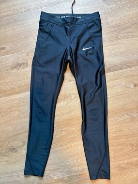 Nike Black Athletic Leggings with White Swoosh